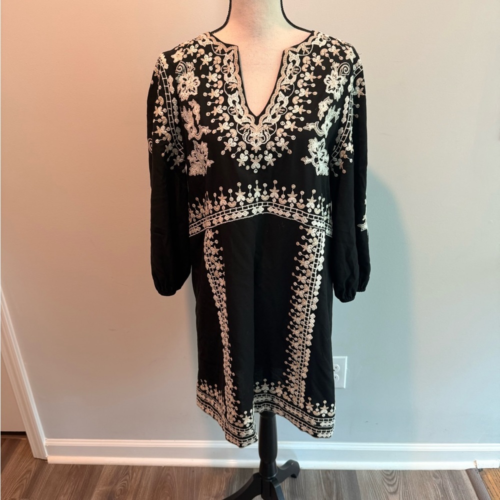 Anthropologie Maeve Embroidered Shiloh Tunic Dress Pockets Women’s s size 6 Boho - Picture 8 of 8